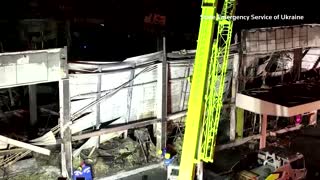 Ukrainian mall reduced to rubble by Russian strike