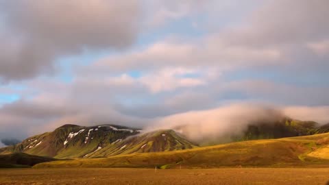 Beautiful Time Lapse. Clouds Over Mountains