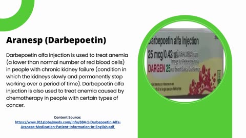 Aranesp (Darbepoetin) Injection Side Effects and Lowest Cost