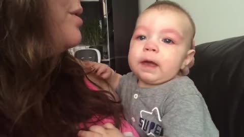 Baby Gets Emotional to Mom Singing