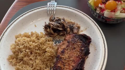 Pork Chops, Rice and Mushrooms