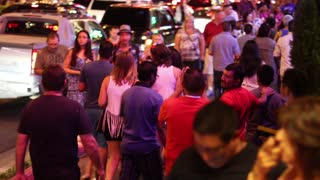 People walking on the Las Vegas strip.
