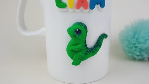 Personalized Name Baby Dinosaur Mug, Green Dinosaur Baby Shower, Dinosaur Cup for Baby Girl and Boy