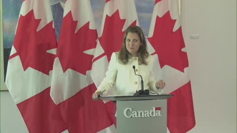 Canada: Finance Minister Chrystia Freeland speaks with reporters in Washington, D.C. – October 14, 2022