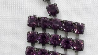 Gunmetal Plated Purple Choker Necklace (14”~18”). Made with Swarovski Crystal
