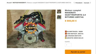 AEPSPIECES.COM - Moteur complet MASERATI QUATTROPORTE 2.8 BITURBO AM574A