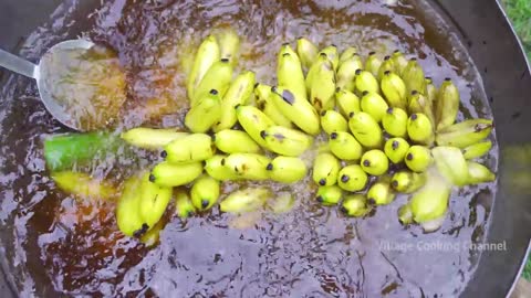 BANANA OIL FRY | Banana Balls Recipe | Pazham Bonda | Cooking Sweet Banana Bonda Recipe In Village