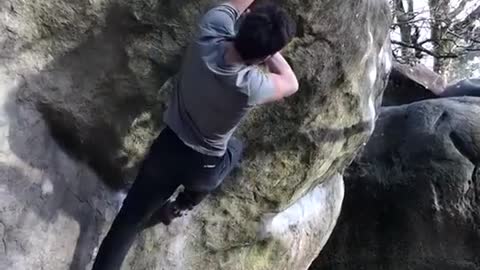 French Fontainebleau outdoor rock climbing V8