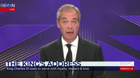 Nigel Farage reacts to King Charles III addressing the nation for the first time as monarch