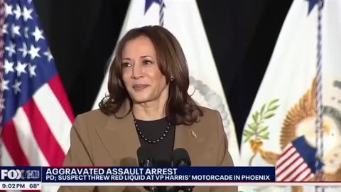 The motorcade of US Vice President Kamala Harris was doused in red fluid