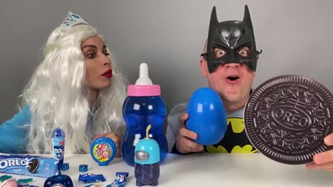 🌈 Superhero ASMR MUKBANG: Blue vs Black Dessert Challenge 🍨💥 HUBABOOM! 🦸‍♂️🦸‍♀️