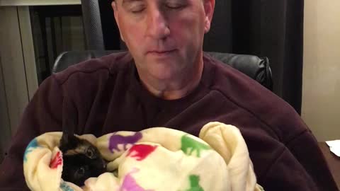 Dad soothes Violet-from January 2017