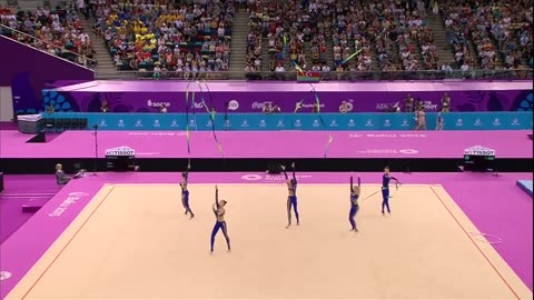 Russia win by quite a margin in the Group Ribbon Final - Gymnastics Rhythmic - Baku 2015