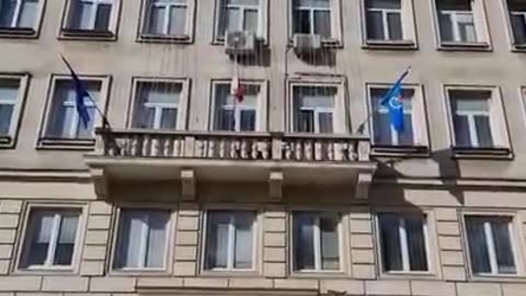 Bulgarian MP Atanas Stefanov threw down a Ukrainian flag calling it "fascist"