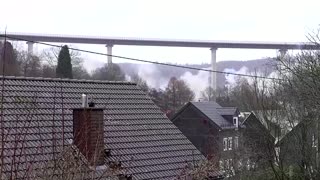 German bridge crumbles in controlled detonation