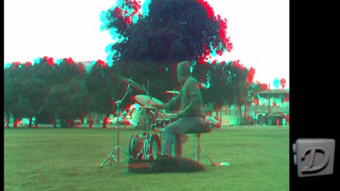 Anaglyph (red/cyan) 3D - Live Drummer - Belmont Park, Mission Beach CA