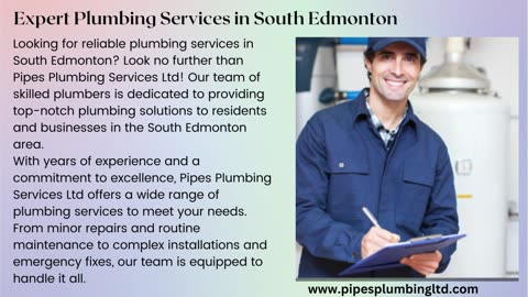 Plumbing Services in South Edmonton | Pipes Plumbing Services Ltd