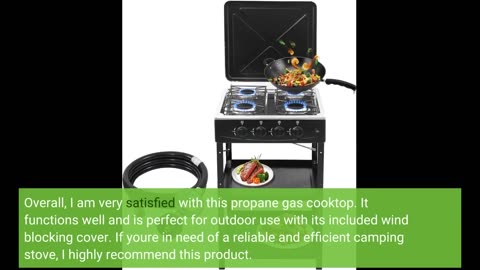 Propane Gas Cooktop 3 Burner Gas Stove with Support Leg Stand and Wind Blocking