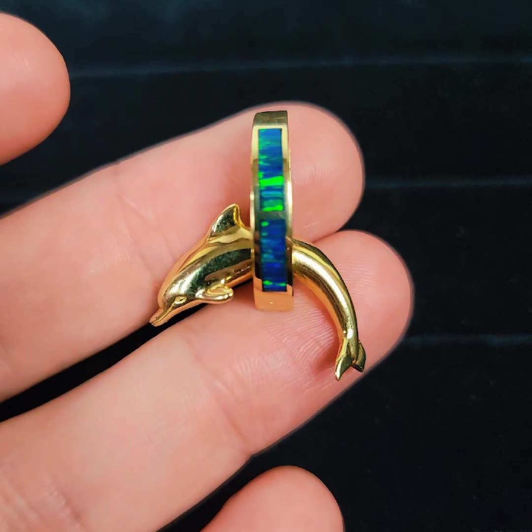 14k Solid Gold Rainbow Opal Pendant ! #14k #popular #trendingvideo #viral #gold #christmas #pendant