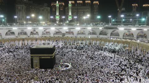 Muslim pilgrims touring the holy Kaaba in Mecca in Saudi Arabia