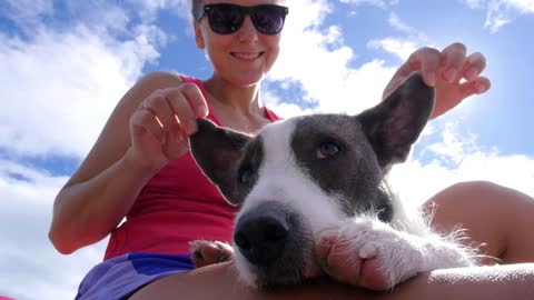 Woman with Cute Dog Outdoors