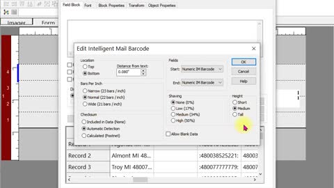 Jet.Engine IMB Barcode Settings