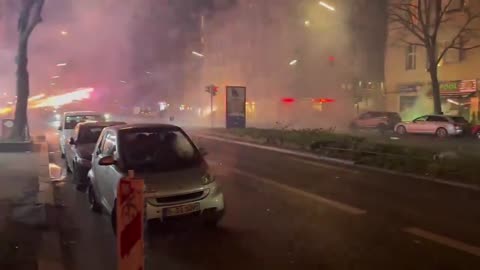 🚨BREAKING: Chaos in Berlin as fireworks are being shot on everything that is moving