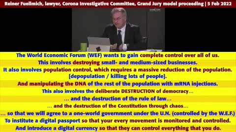 One of their goals is massive depopulation says lawyer Reiner Fuellmich