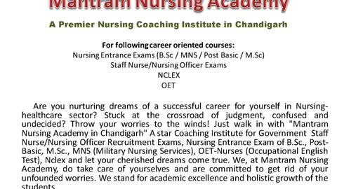 HSSC Vacancy, Staff Nurse Recruitment Coaching in Chandigarh