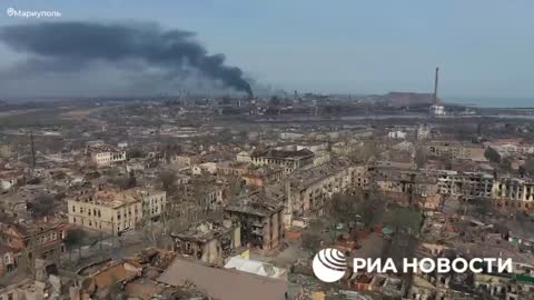 Drone footage off Azovstal in Mariupol, Ukriane