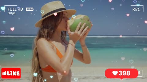 Hot 🔥❤️🔥 beautiful sexy model enjoy Coco water eddies at beach ⛱️