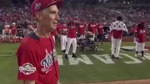 Bill Nye came up to bat in the celebrity all star game