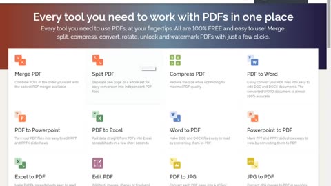how to Create Merge PDF, split PDF, compress PDF, office to PDF, PDF to JPG