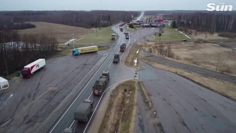 British troops arrive in Estonia with military trucks and tanks