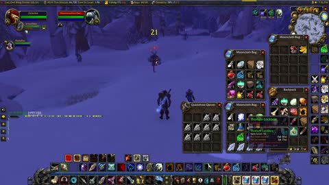 World of Warcraft Classic Two hunters walking through the mountains covered with snow