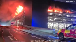 Massive fire at London Luton airport multi-storey car park