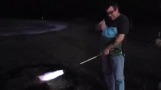 Propane Weed torch at night
