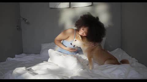woman and cute dog funny video