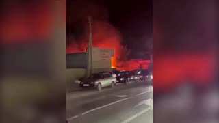 The moment a Russian gas station explodes