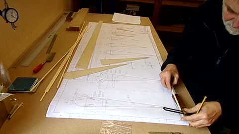 Spacek SD1 TD Rudder Build EP1 (Cutting and marking out on wood ribs & spar).