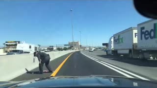 State Trooper Saves American Flag On Busy Highway
