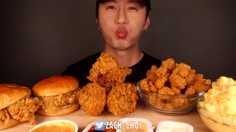 ASMR MUKBANG KFC FRIED CHICKEN & CHICKEN SANDWICHES & POPCORN CHICKEN & MAC N CHEESE (No Talking)