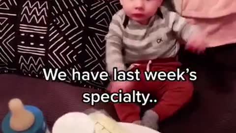 Father Acts Like a Waiter As He Presents Toddler With Milk Options