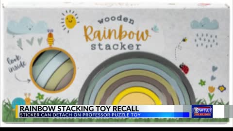 Children's rainbow stacking toys recalled due to choking hazard