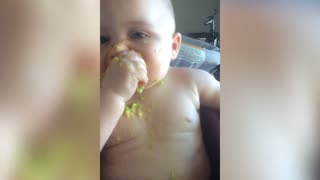Funny Twins Eating In High Chairs