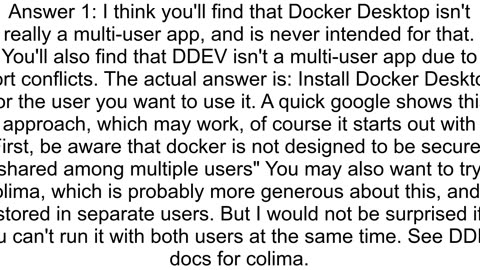 How can I make Docker Desktop work for multiple users quotERROR Docker Desktop is not runningquot w