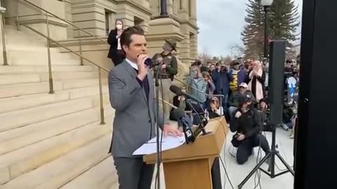 Rep. Matt Gaetz speaks at anti-Cheney rally at Wyoming Capitol - Election 2020