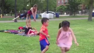 Hilarious Kids Have A Blast Mimicking Yoga Couple In The Park