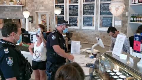 Cafe owner tells officers to leave now…