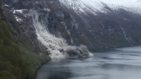 Students Are Left In Awe From Rock Slide In Geiranger